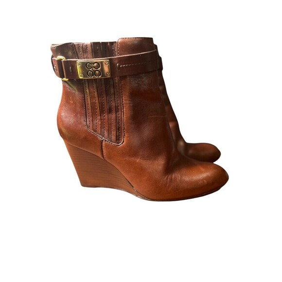 Coach Womens Letty Leather Wedge Heeled Ankle Boots Size 9.5B Brown Party Chic - Picture 4 of 8